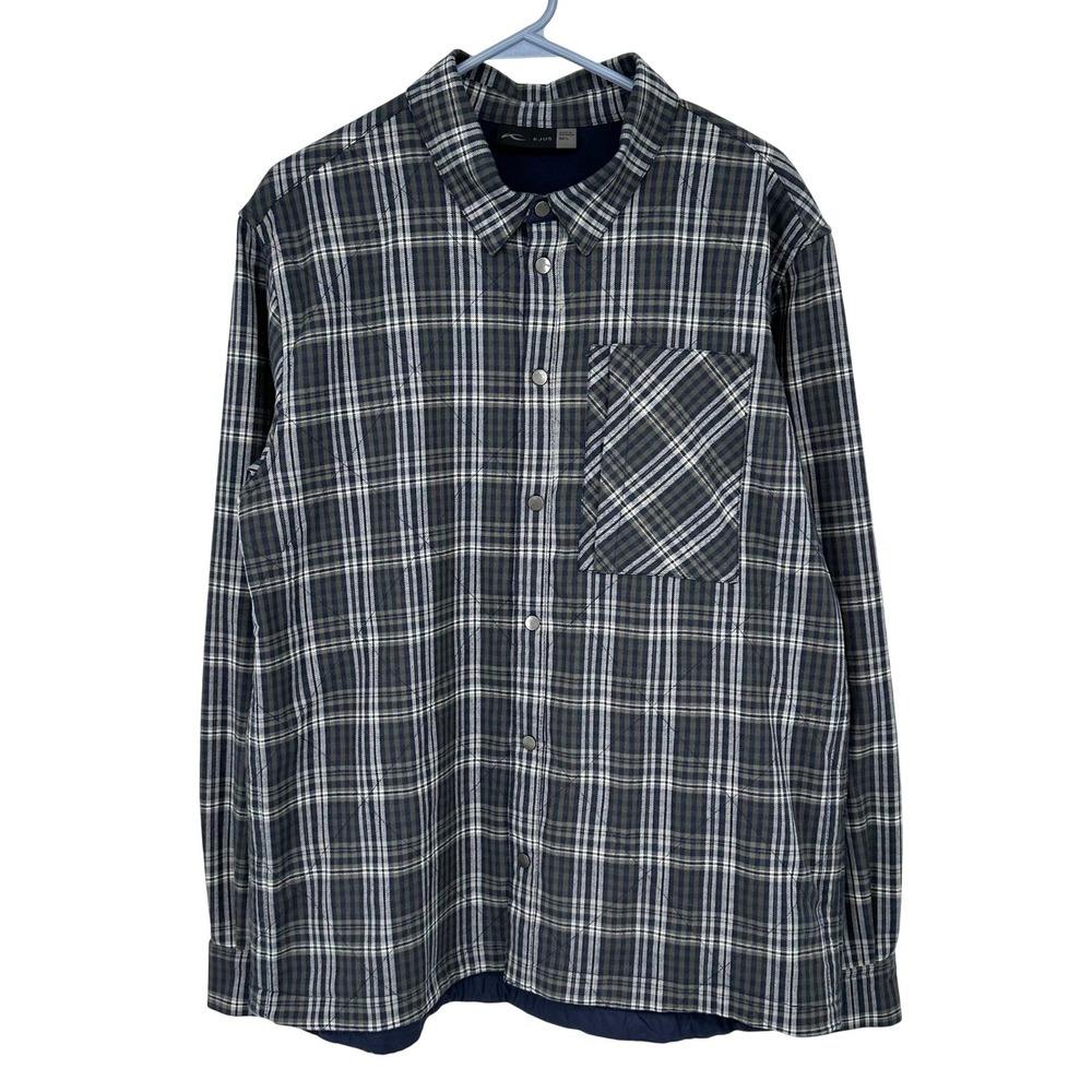 KJUS Men‎ Circle Performance Shirt Plaid Long Sleeve Snap Button Jacket L $395